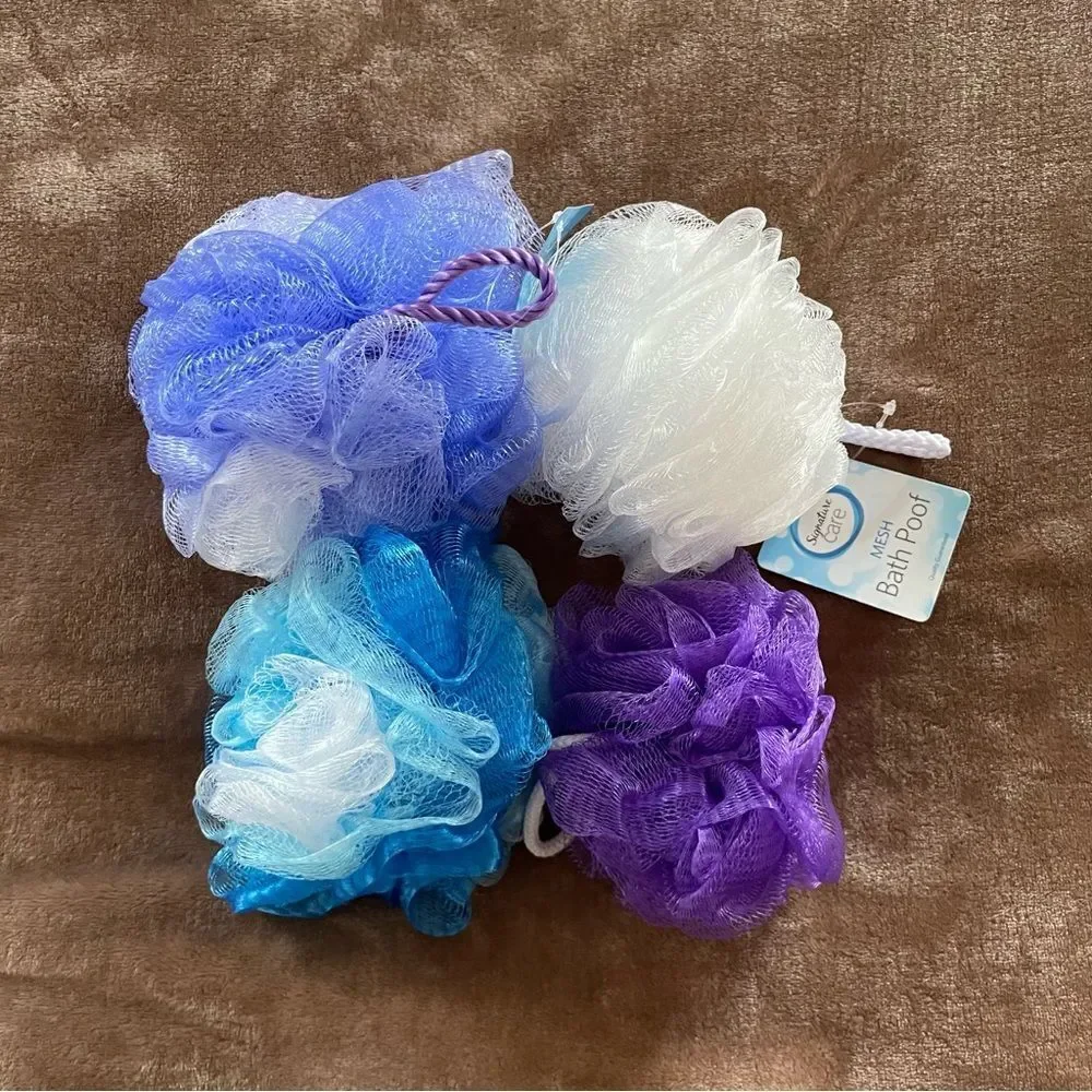 Signature Bath Poof Set - Blue, Purple, White